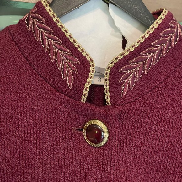 Burgundy St John Blazer/Jacket with Gold Trim - Picture 2 of 10